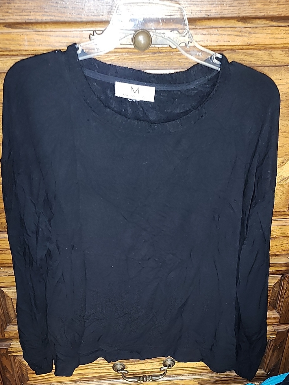 Magaschoni Black Long Sleeve Crewneck Top
